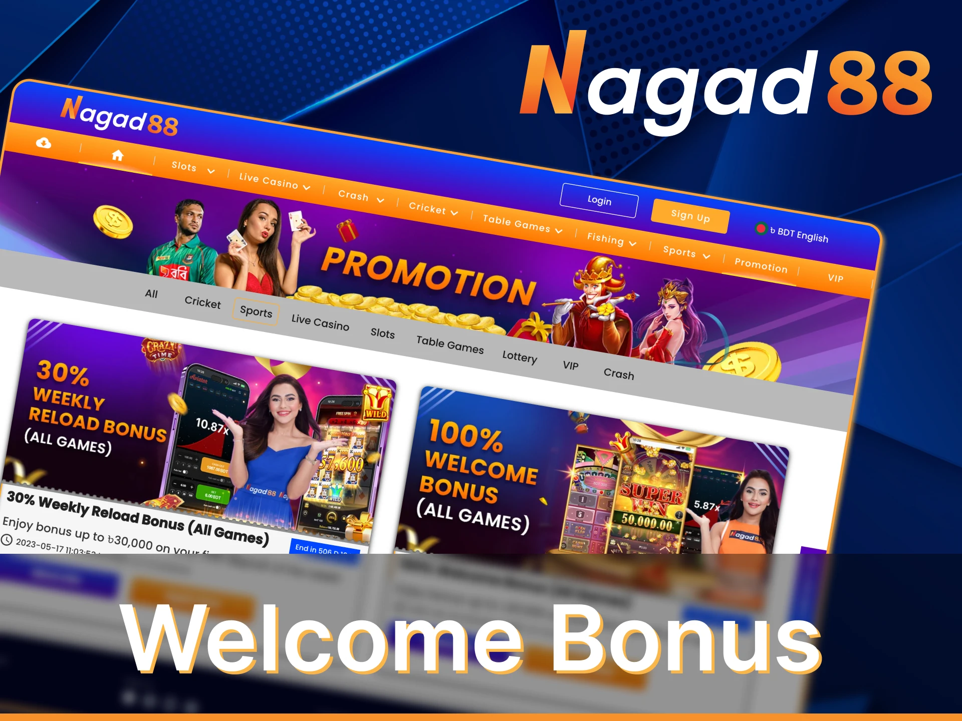 Take advantage of Nagad88 welcome bonus for cricket betting.