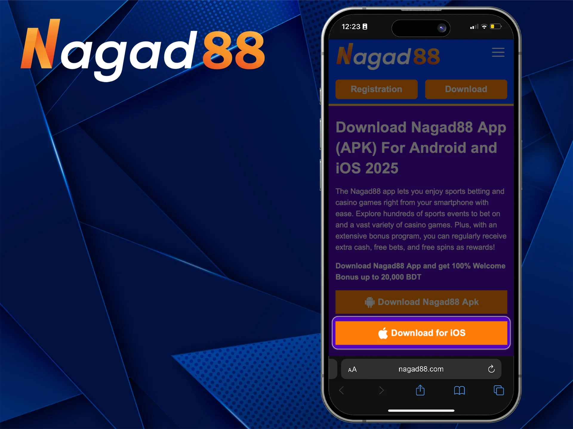 Nagad88 অনলাইন ক্যাসিনো ওয়েবসাইটে যান এবং আপনার iOS ফোনে অ্যাপ্লিকেশনটি ইনস্টল করুন।