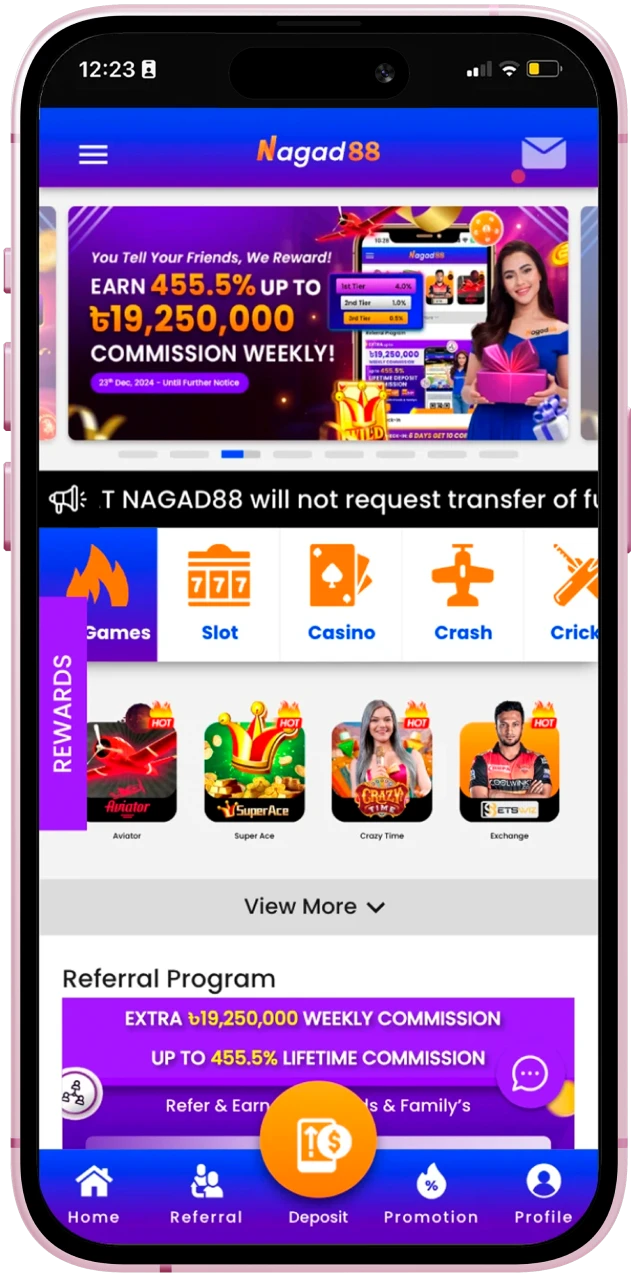 After installing the Nagad88 online casino application on your iOS phone, open it and play your favorite casino games.