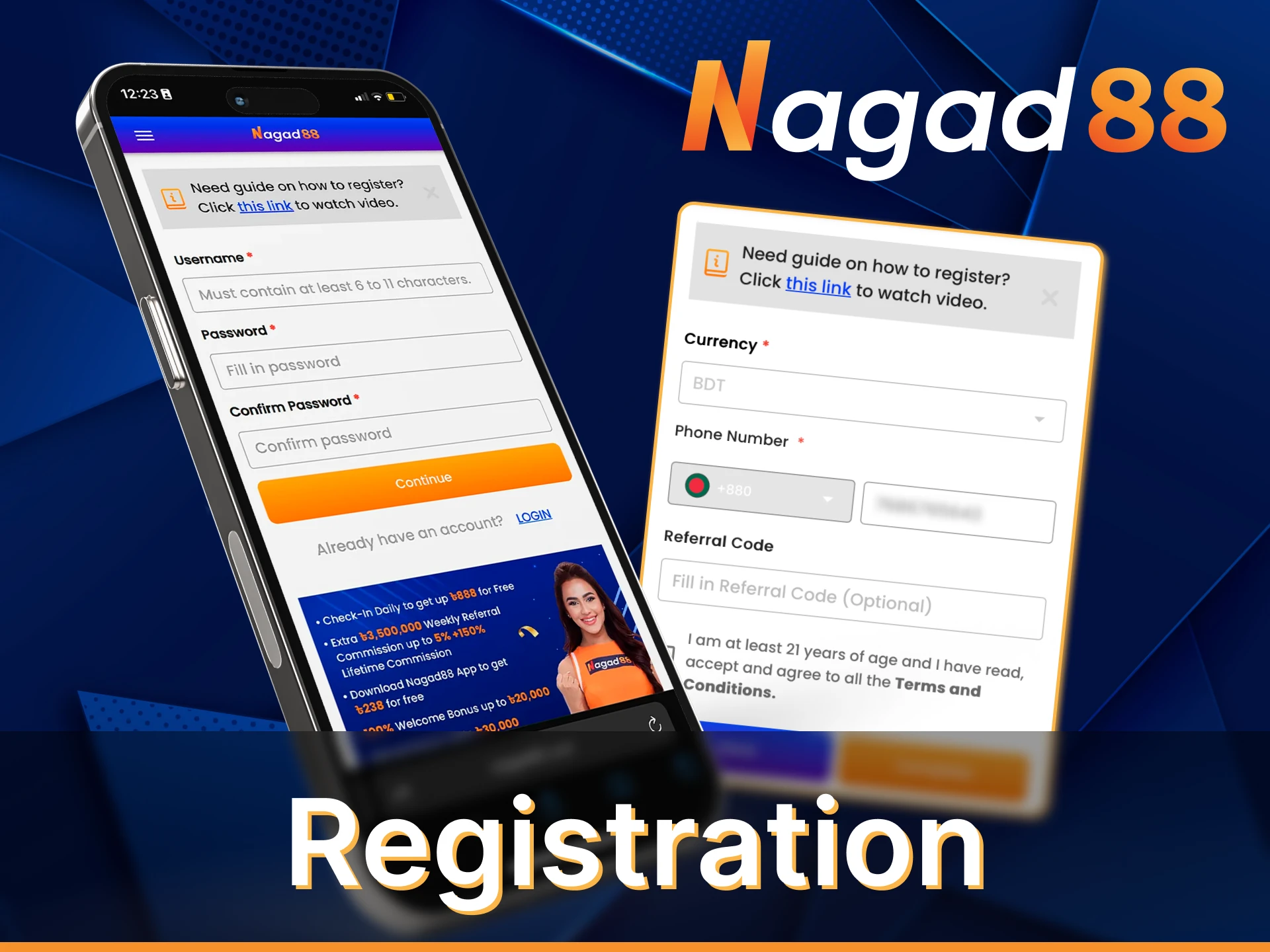 Register at Nagad88 online casino and get full access to all games and sports betting.