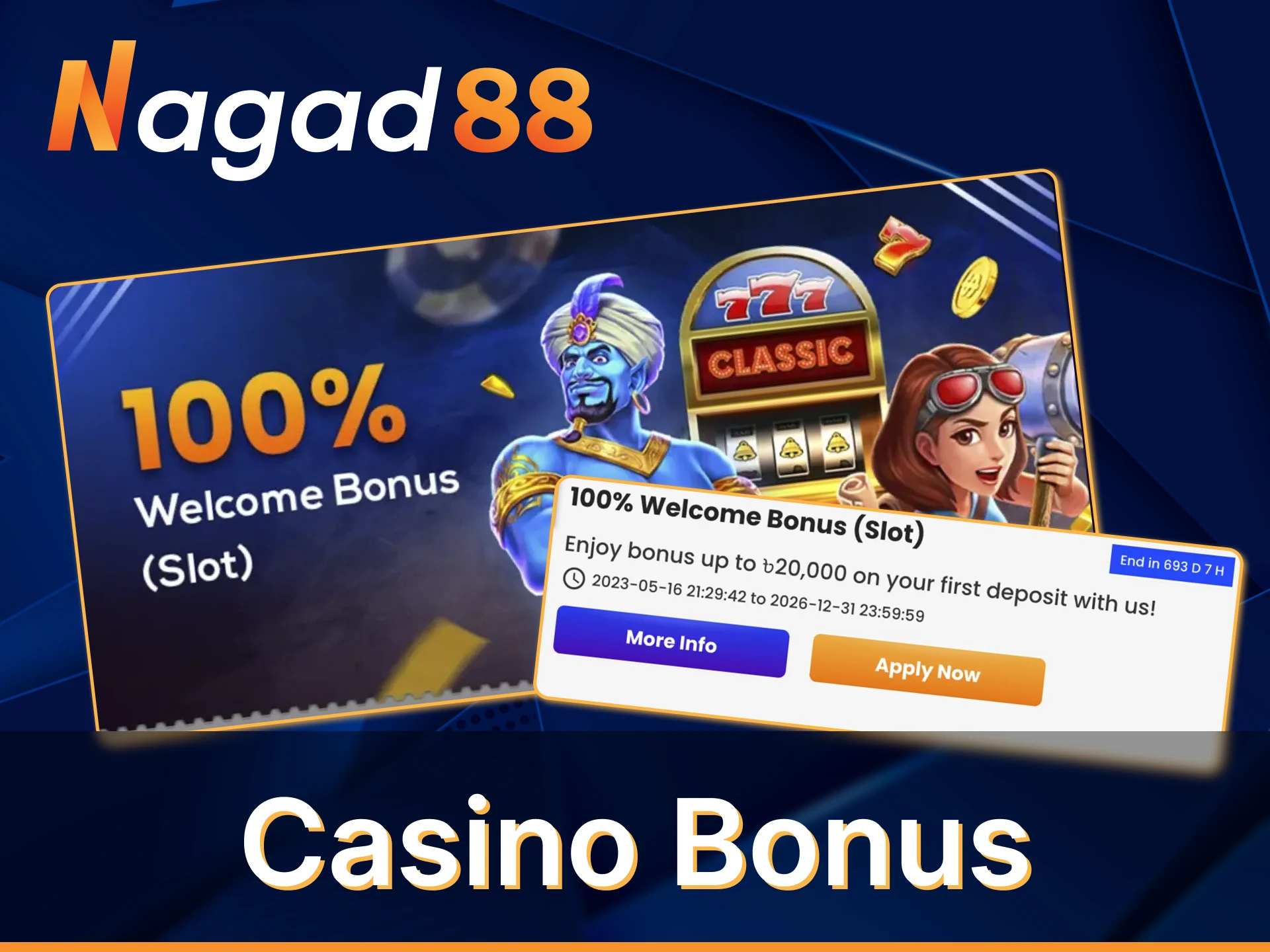 Get a profitable welcome casino bonus Nagad88 after registration.