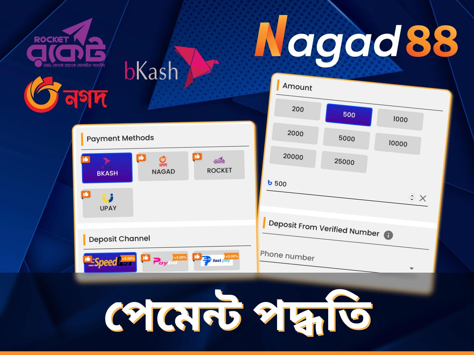 Nagad88 অ্যাপটি আপনার জয়ের টাকা জমা এবং উত্তোলনের অনেক উপায় প্রদান করে।