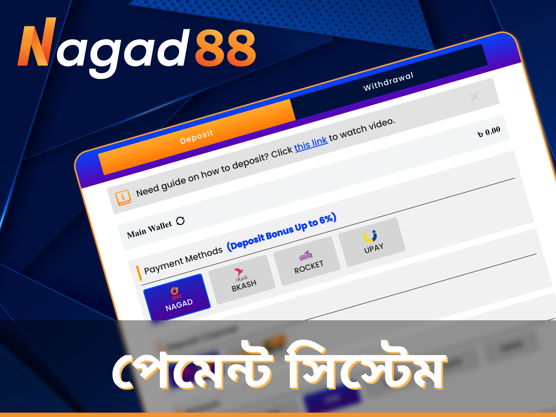 Nagad88-এর একটি সুবিধাজনক জমা এবং উত্তোলন ব্যবস্থা রয়েছে।