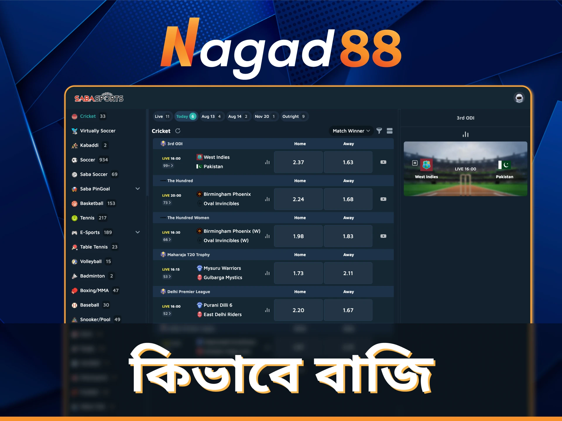 Nagad88 অনলাইন ক্রিকেট বেটিং কীভাবে শুরু করবেন তা শিখুন।
